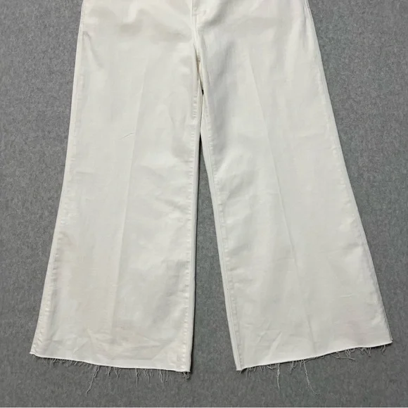 Madewell Flared Wide Leg Jeans NWT Size 32 Cream Off White Cropped Raw Hem - Picture 6 of 12